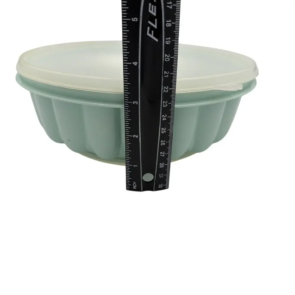 Tupperware USA VINTAGE 3 pc Mint Green Jello Mold COMPLETE SET Ice Ring Jadeite